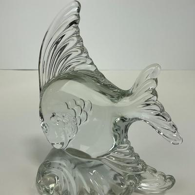 -187- HEISEY | Clear Glass Angel Fish Bookend