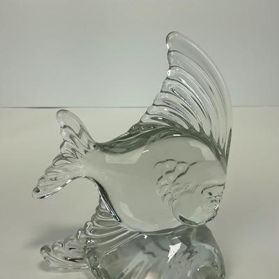 -187- HEISEY | Clear Glass Angel Fish Bookend