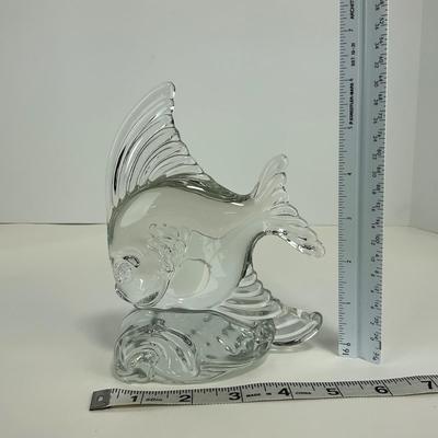 -187- HEISEY | Clear Glass Angel Fish Bookend