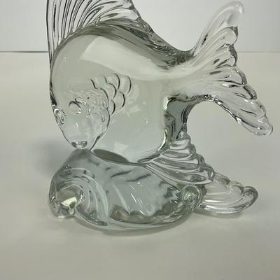 -187- HEISEY | Clear Glass Angel Fish Bookend