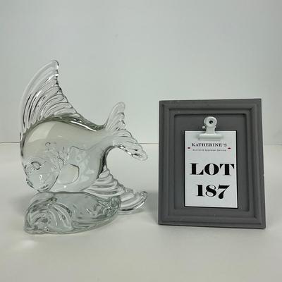 -187- HEISEY | Clear Glass Angel Fish Bookend