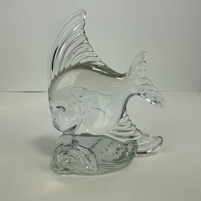 -187- HEISEY | Clear Glass Angel Fish Bookend