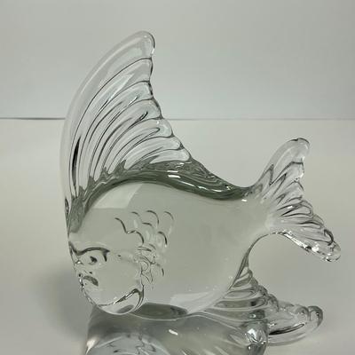 -187- HEISEY | Clear Glass Angel Fish Bookend