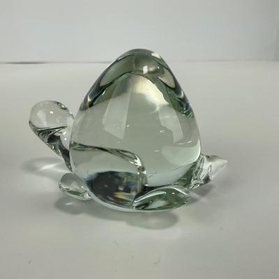 -190- ART GLASS | Clear Glass Turtle Figure