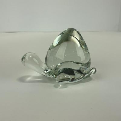 -190- ART GLASS | Clear Glass Turtle Figure