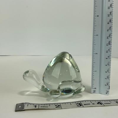 -190- ART GLASS | Clear Glass Turtle Figure