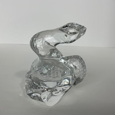 -192- BACCARAT | Crystal Zodiac Coiled Snake Figure | Signed & Marked