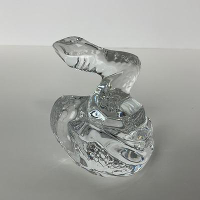 -192- BACCARAT | Crystal Zodiac Coiled Snake Figure | Signed & Marked