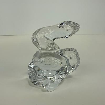 -192- BACCARAT | Crystal Zodiac Coiled Snake Figure | Signed & Marked