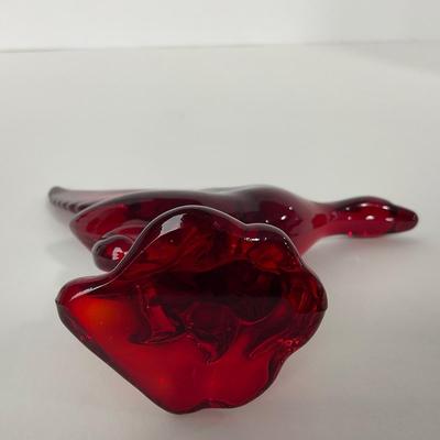 -196- HEISEY | By Dalzell Ruby Red Mallards Marked | Set Of Three