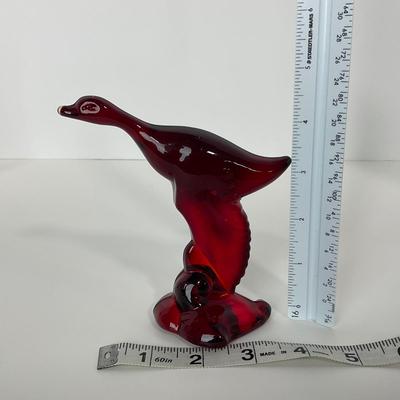 -196- HEISEY | By Dalzell Ruby Red Mallards Marked | Set Of Three
