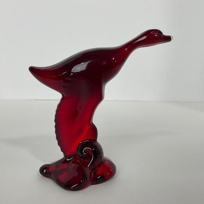 -196- HEISEY | By Dalzell Ruby Red Mallards Marked | Set Of Three