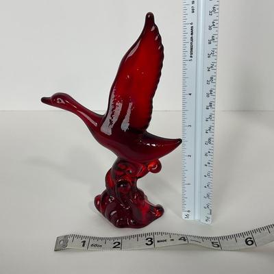 -196- HEISEY | By Dalzell Ruby Red Mallards Marked | Set Of Three