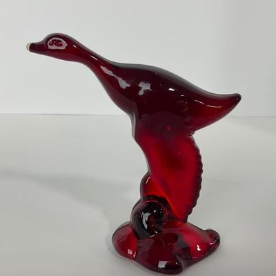 -196- HEISEY | By Dalzell Ruby Red Mallards Marked | Set Of Three