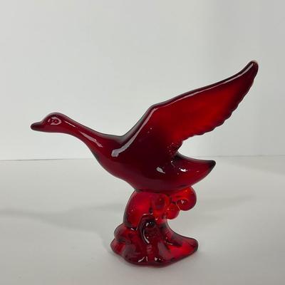 -196- HEISEY | By Dalzell Ruby Red Mallards Marked | Set Of Three