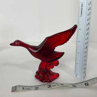 -196- HEISEY | By Dalzell Ruby Red Mallards Marked | Set Of Three