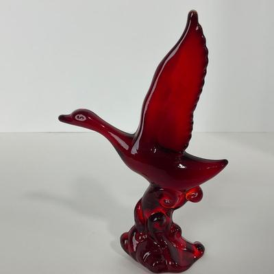 -196- HEISEY | By Dalzell Ruby Red Mallards Marked | Set Of Three