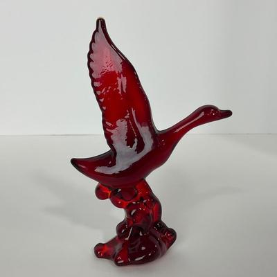 -196- HEISEY | By Dalzell Ruby Red Mallards Marked | Set Of Three