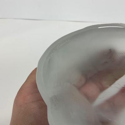 -197- LALIQUE | France Frosted Heavy Crouching Cat | Signed