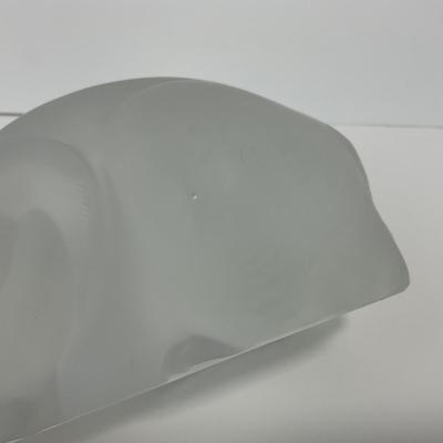 -197- LALIQUE | France Frosted Heavy Crouching Cat | Signed