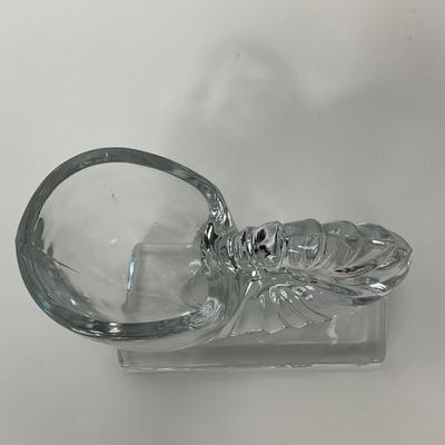 -198- NEW MARTINSVILLE | 1940â€™s Crystal Nautilus Sea Shell Bookends