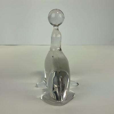 -202- VIKING | Clear Glass Crystal Seal Balancing Ball Figure