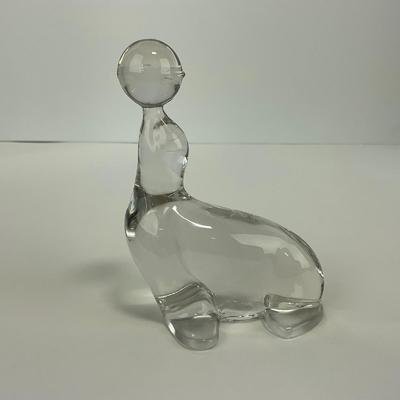 -202- VIKING | Clear Glass Crystal Seal Balancing Ball Figure
