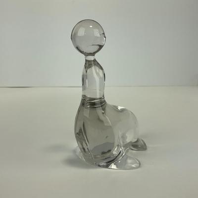 -202- VIKING | Clear Glass Crystal Seal Balancing Ball Figure