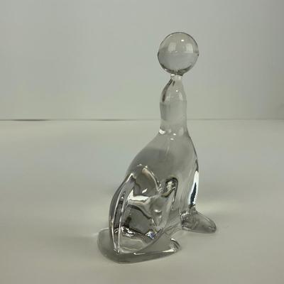 -202- VIKING | Clear Glass Crystal Seal Balancing Ball Figure