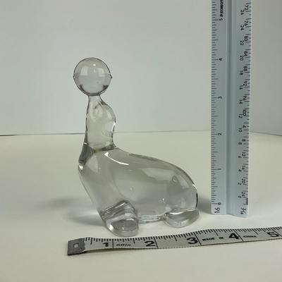 -202- VIKING | Clear Glass Crystal Seal Balancing Ball Figure