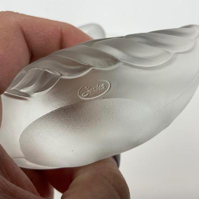 -205- FENTON | Art Glass Frosted Swan Figure | Marked