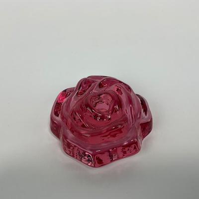 -207- UNMARKED | Pink Rose Paperweight Figure