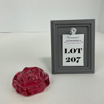 -207- UNMARKED | Pink Rose Paperweight Figure