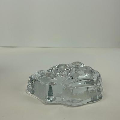 -208- UNMARKED | Clear Glass Rose Paperweight Figure