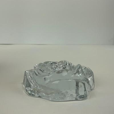 -208- UNMARKED | Clear Glass Rose Paperweight Figure
