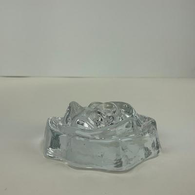 -208- UNMARKED | Clear Glass Rose Paperweight Figure
