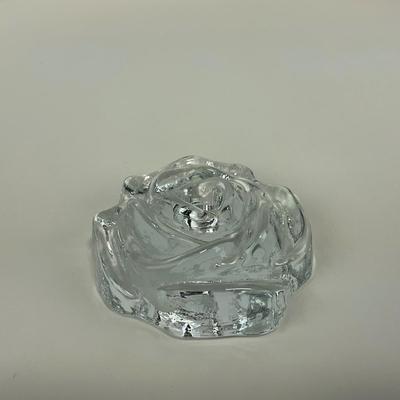 -208- UNMARKED | Clear Glass Rose Paperweight Figure