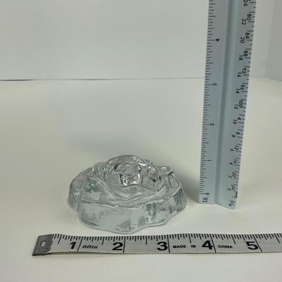 -208- UNMARKED | Clear Glass Rose Paperweight Figure