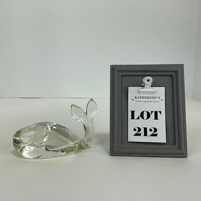 -212- PILGRIM | Clear Glass Whale Paperweight Figure