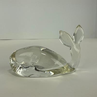 -212- PILGRIM | Clear Glass Whale Paperweight Figure