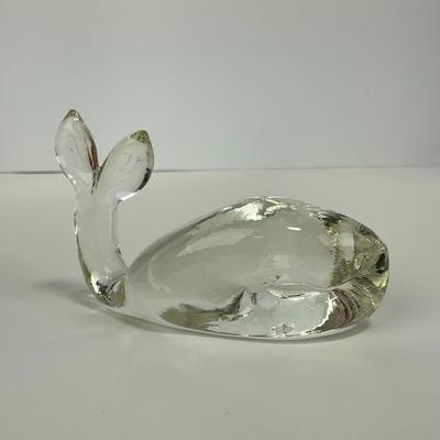 -212- PILGRIM | Clear Glass Whale Paperweight Figure