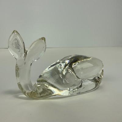 -212- PILGRIM | Clear Glass Whale Paperweight Figure