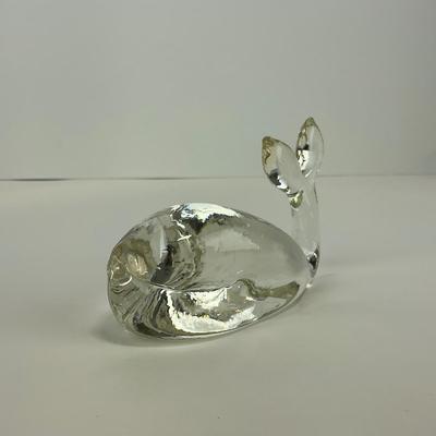 -212- PILGRIM | Clear Glass Whale Paperweight Figure