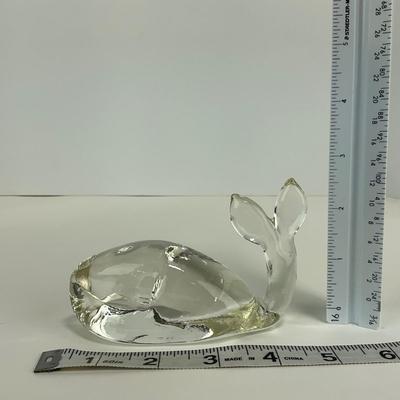 -212- PILGRIM | Clear Glass Whale Paperweight Figure