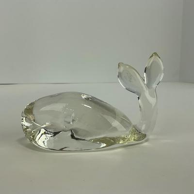 -212- PILGRIM | Clear Glass Whale Paperweight Figure