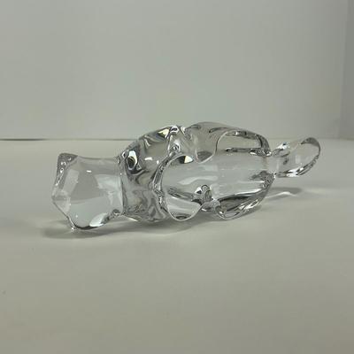 -216- UNMARKED | Clear Glass Crouching Cat Figure