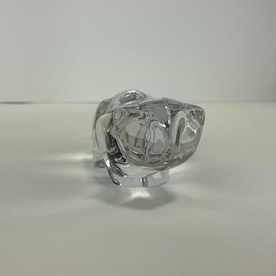 -216- UNMARKED | Clear Glass Crouching Cat Figure