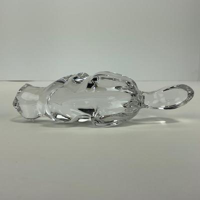 -216- UNMARKED | Clear Glass Crouching Cat Figure