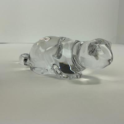 -216- UNMARKED | Clear Glass Crouching Cat Figure