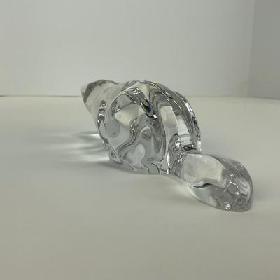 -216- UNMARKED | Clear Glass Crouching Cat Figure